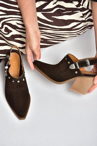 Fox Shoes Y654307702 Kahverengi Hakiki Deri Süet Alçak Topuklu Western Ayakkabı