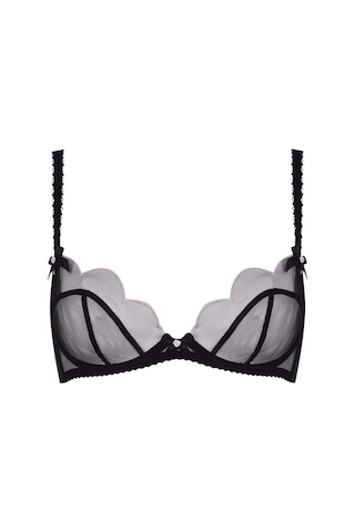 Agent Provocateur Lorna - Pembe Dantelli Plunge Destekli Sütyen - Şeffaf Tül & Avusturya Nakışı Siyah