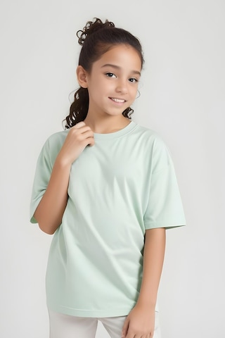 Fyk Kids Kız Çocuk Yuvarlak Yaka Penye T-shirt Mint Yeşil