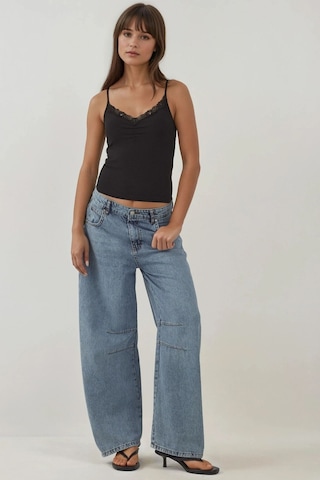 Hiccup Dantel Şeritli Örme Askılı Slim Fit Üst Siyah