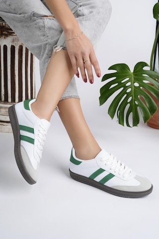 Muggo Gordon Unisex Ortopedik Günlük Garantili Bağcıklı Yürüyüş Koşu Sneaker Spor Ayakkabı Yeşil