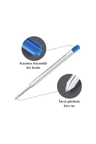 Scrikss Mavi Tükenmez Kalem Yedeği Metal 0.7mm 5 Adet Tükenmez Kalem Refili Tükenmez Kalem Yedeği Mavi
