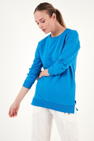 Lela Pamuklu Regular Fit Bisiklet Yaka Basic Bayan Sweat 5863569 Turkuaz