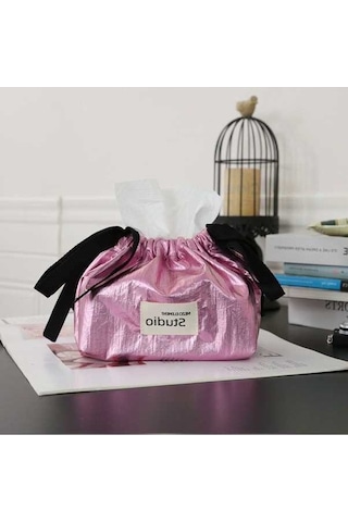 Besthome1 Yüksek Kaliteli Poliester Ahşap Kutu, Ev Dekoru Araç İçin Çok Amaçlı Minimalist Tasarım Metal Pembe