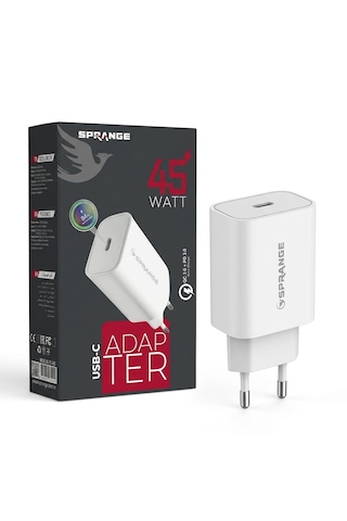 Sprange Pt-45s 45w Type-c Hızlı Şarj Adaptörü Qc 3.0 + Pd 3.0 Destekli Şarj Başlığı 45 W
