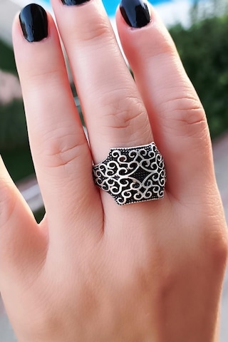 Motif Şekilli Kadın & Erkek Yüzük Gümüş Kaplama Ayarlanabilir El - 556943657 Çok Renkli