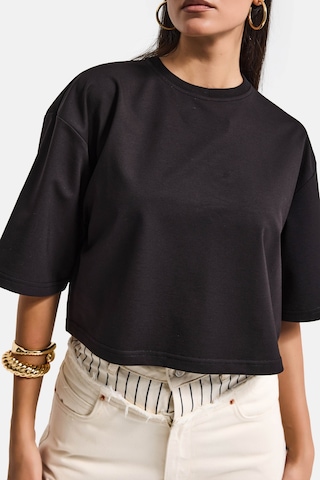 it's basic Kadın Siyah Renk S6-1 Oversize Bol Kesim T-shirt