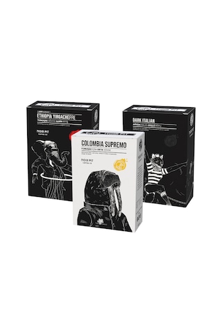 Noir Pit Coffee Co. Colombia Supremo, Dark Italian Ve Ethiopia Çekirdek Kahve 3x250 G Diğer