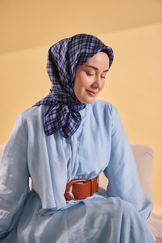Silk Home Twill İpek Eşarp Ekose Morcivert Çok Renkli