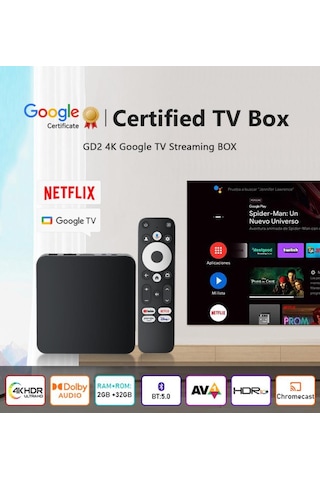 Dcolor Gd2 4k Tv Box Android 12 2gb+32gb Google Netflix L1 Sertifikalı Trt Bandollü Tv Kutusu
