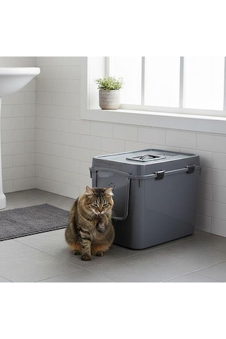 Herniks Handor Kapalı Kedi Tuvaleti 57x39x43 - Gri