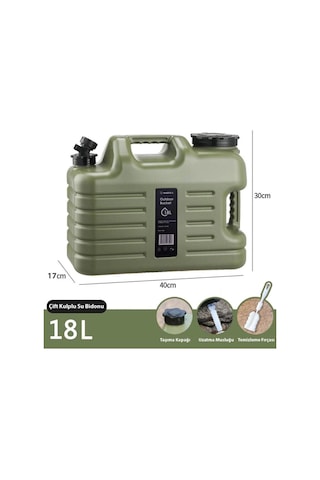 Musluklu Su Bidonu - Madfox Galon Air Pe - 18 Litre - Yeşil - 547309