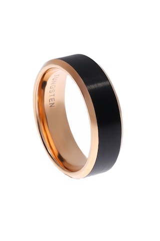Erkek Rose Gold Detay Tungsten Yüzük Rose Gold - Siyah