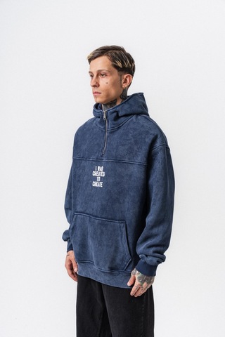 Respire Erkek Create Baskılı Kapüşonlu Oversize Hoodie Lacivert