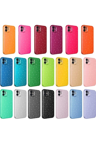 İphone 12 Uyumlu Kamera Korumalı Simli Lüks Tchs Koton Kılıf-lila Lila