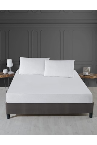 Alez Pamuklu Fitted Yatak Koruyucu 160 200 Cm Beyaz