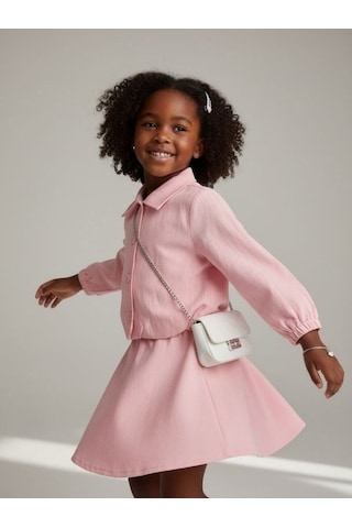 Zekids Kız Çocuk Tasarım Ceket-17171 Pembe