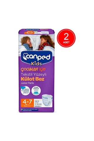 Canped Kids Çocuklar İçin Tekstil Yüzeyli Külot Bez 17-30 KG 4-7 Yaş 2 x 9 Adet