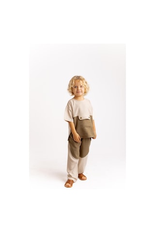 Oliven The Kid İki Renkli Keten Erkek Çocuk Pantolon Caramel Caramel Kahverengi