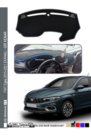 Fiat Egea Ekranlı 2015-2024 Arası Modelle Özel Oto Torpido Koruyucu - Gri Kenar Fiat Egea Ekranlı 2015-2024 Arası Modelle Özel Oto Torpido Koruyucu - Gri Kenar