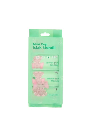 Go İthalat Mini Cep Islak Mendil Günlük Pratik 8& 39 Li Paket Çok Renkli