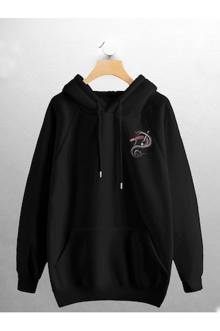 Macklin Unisex Kadın Erkek Yılanlı Bıçak Baskılı Sweatshirt Siyah Mck0917 Siyah