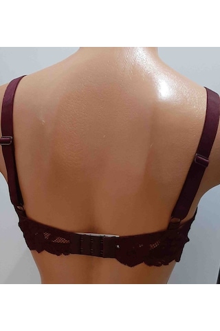 Ecem Yıldız Dantelli Balenli Petsiz Dolgusuz Sütyen Mürdüm