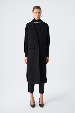 Kaşe Doku Akseuarlı Siyah Yelek 001