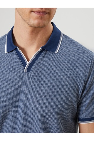 Lcwaıkıkı Classic İndigo Polo Yaka Desenli Erkek Tişört