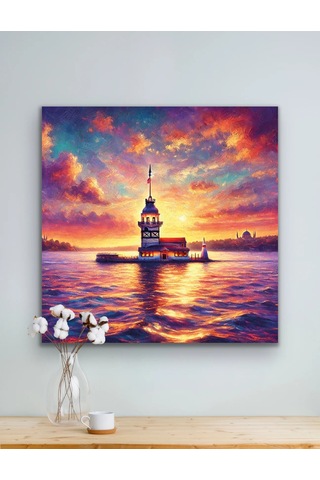 Kız Kulesi Kanvas Tablo 90x90cm Çok Renkli