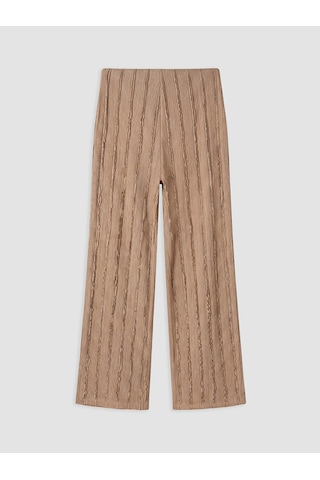 Lcw Comfort Bej Beli Lastikli Dokulu Kadın Pantolon