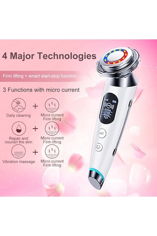 Besthome1 Yüz Gelişimi Aleti: Led Ems Rf Teknolojisi Cilt Daraltma Güzelleştirme Göz Bakımı Beyaz/pembe Renkli Çok Renkli