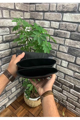 Haki Deri Siyah Omuz Askılı Çanta T680 Siyah