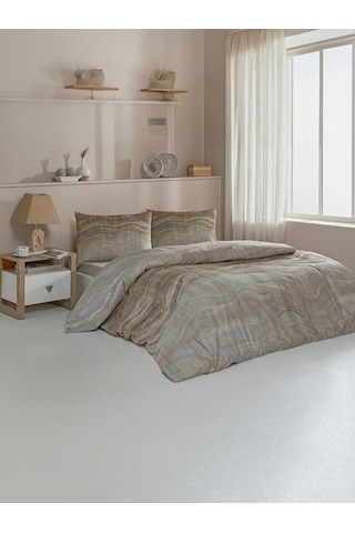 Özdilek Softlife Marble Effect Çift Kişilik Pamuk Saten Nevresim Takımı %100 Pamuk Bej