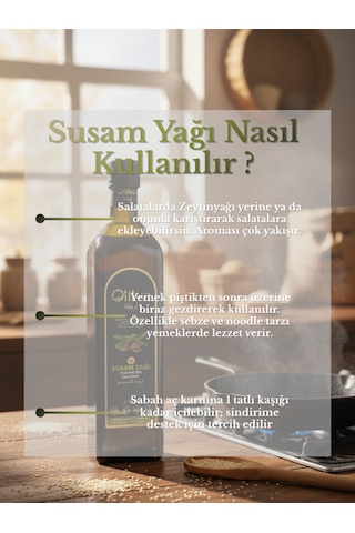 %100 Doğal Soğuk Sıkım Susam Yağı 1 L Katkısız, Saf & Cam Şişe
