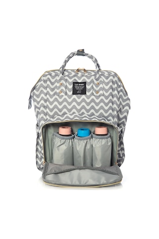 Lal Baby Zikzak Desenli Anne Bebek Bakım Sırt Çantası Gri