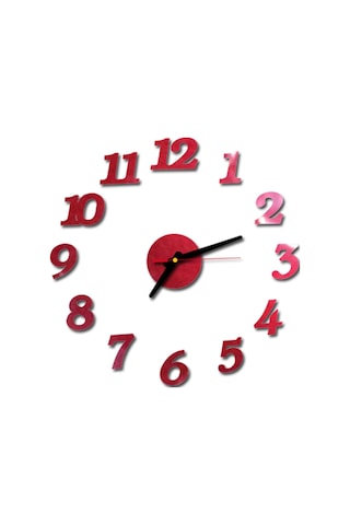 Jeehugo Kırmızı Desenli Rakamlı Akrilik Duvar Saati - 40cm Dıy Montajlı, Aa Karbon Pil İle Çalışır Pil Dahil Değil Kırmızı