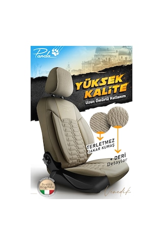 Panda Venedik Serisi Jakar Kumaş Oto Koltuk Kılıfı - Tam Set Gri - Siyah