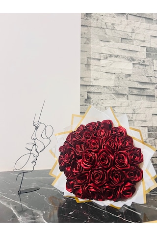 30'lu Gül Buketi Çiçek Ve Dekor Setimiz Bordo