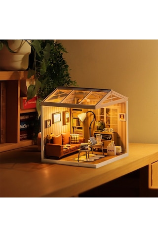 Rolife Dw007 Konforlu Oturma Odası Cozy Living Lounge Dıy Minyatür Maket Model Seti Mini Dollhouse 3d Model Kit Detaylı Dekoratif Hobi Seti 3d Puzzle Tiny House