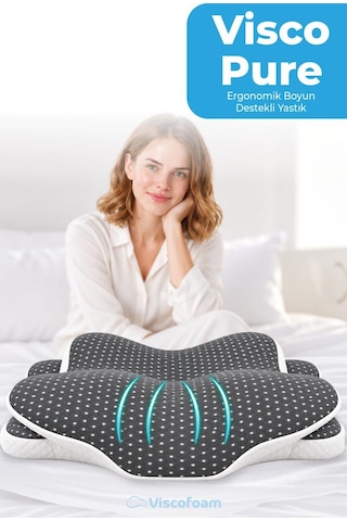 ViscoPure Boyun Destekli Ortopedik Visco Yastık 69 x 37 x 10 CM