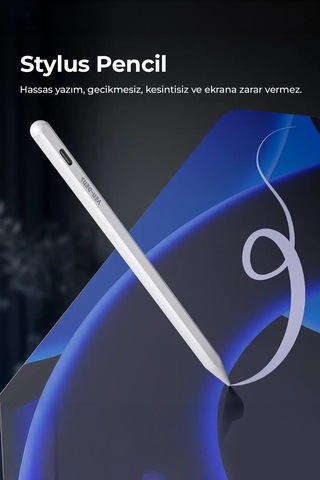 Ven-dens Vd-sp004 Apple Uyumlu iPad Ve Android Uyumlu Manyetik Tablet Kalemi, Type-c Şarjlı, Metal Gövde, Beyaz