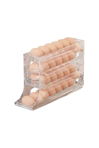 Ulzyvf Buzdolabı İçin 30 Yumurtalık Otomatik Dönen Katlı Yumurta Saklama Kutusu - Şeffaf Abs Şeffaf