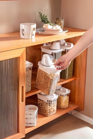 Novahub 3 Lü Sızdırmaz Depolama Kapağı, 1800 Ml Saklama Kabı Erzak Şeffaf