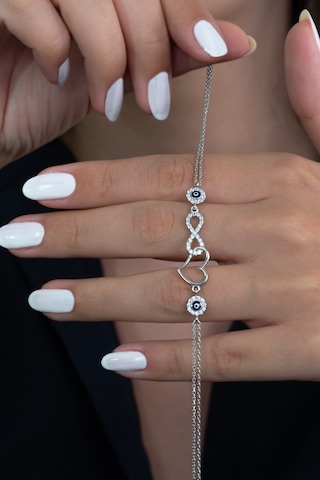 Kalbe Bağlı Sonsuzluk Kadın Gümüş Bileklik Wsb56