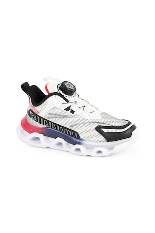 Pepino Çocuk Spor Ayakkabı Çevirmeli Döner Kilitli Pratik Mekanizma Nefes Alabilir File Kumaş Hafif Taban Sneaker 2191 Beyaz-siyah-kırmızı