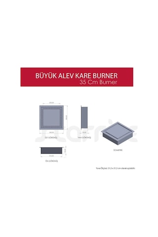 Copart 35 Cm Kare Büyük Alev Burner Bacasız Şömine