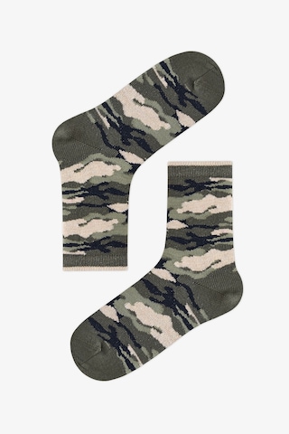 Penti Erkek Çocuk Yeşil Camo Kamuflaj Desenli Pamuklu 4 Çift Soket Çorap
