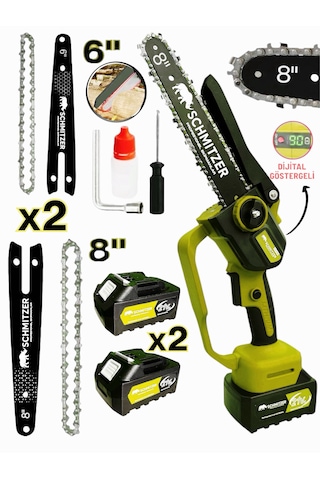 Schmıtzer S-2lıbudama Pro Set 21v Çelik Şanzuman 2 Pala Ve Zincir Şarjlı Dal Ağaç Kesme Bağ Budama Makas Testere