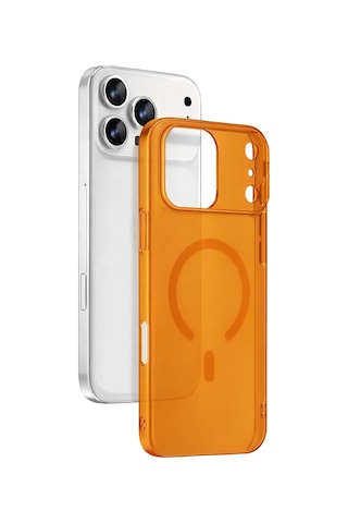Apple, Uyumlu iPhone 17 Pro Max Combo Sert Şeffaf Magsafe Kapak Turuncu